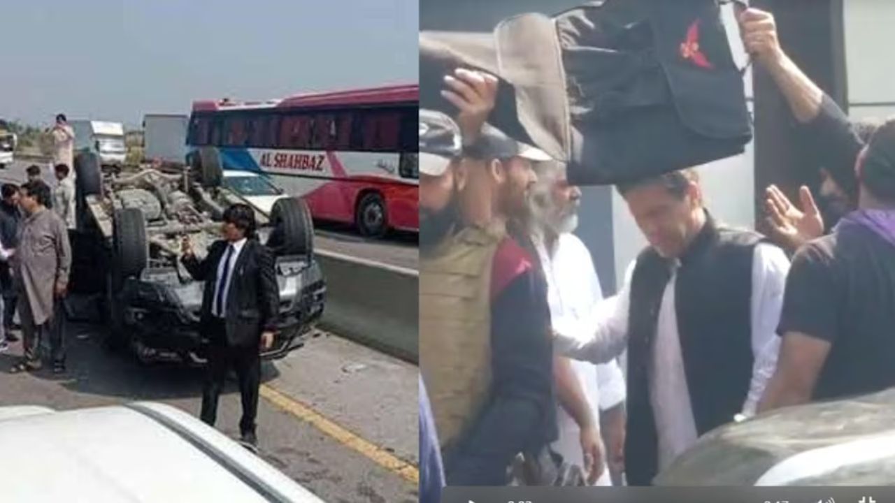 In connection with the hearing of the Toshakhana case, the vehicle of the convoy of Imran Khan going to Islamabad overturned, many injured